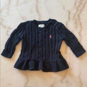 Ralph Lauren Dark Blue Sweater with Pink Emblem